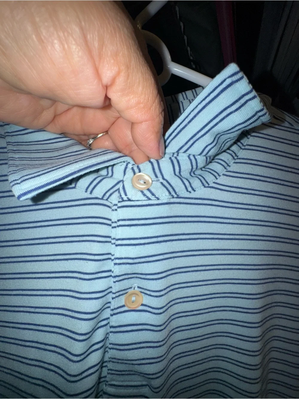 Peter Millar Men's Polo Bundle - White and Light Blue Striped - Picture 7 of 15